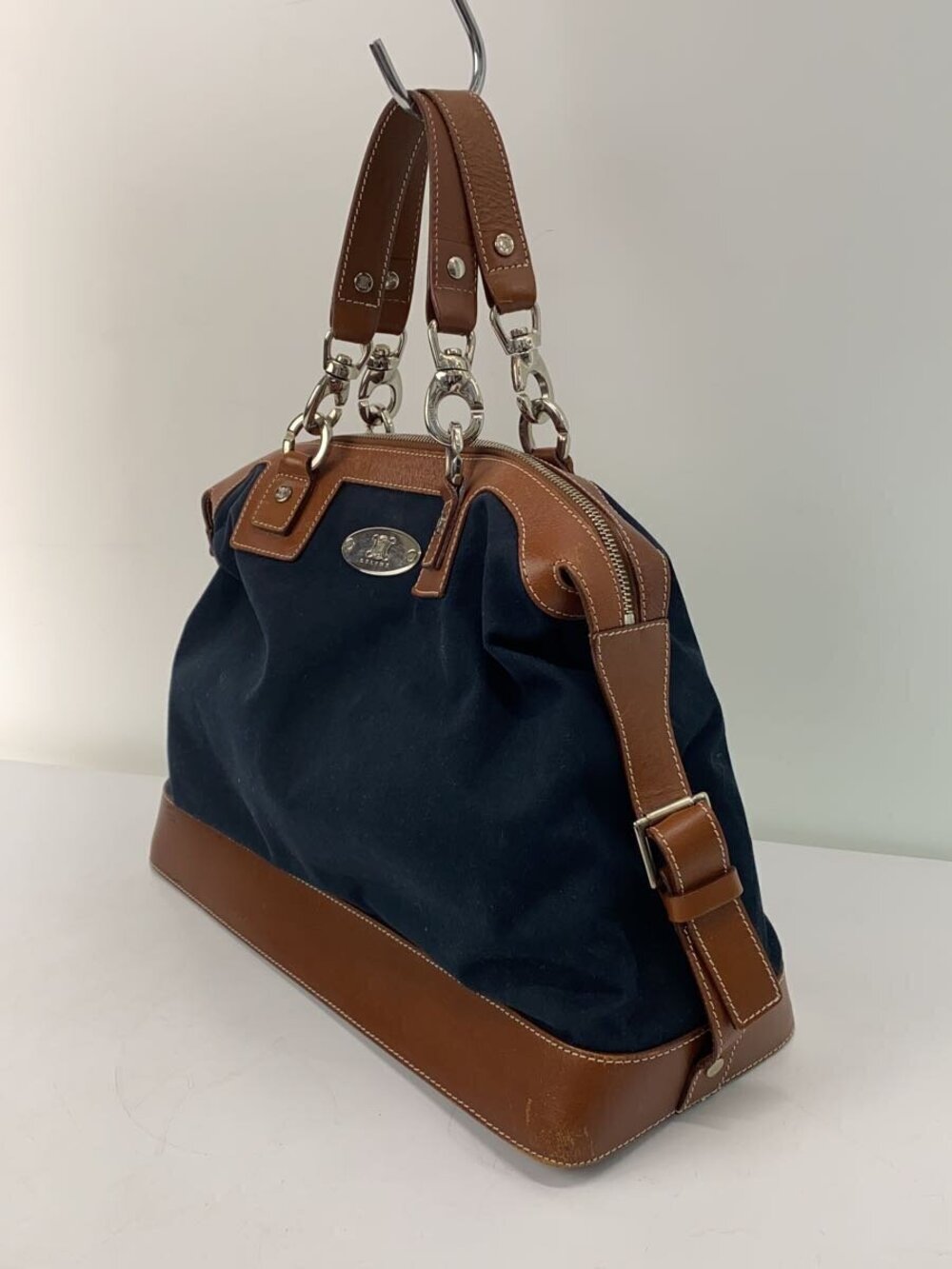 Celine canvas leather shoulder bag canvas body tan leather - Picture 2 of 7